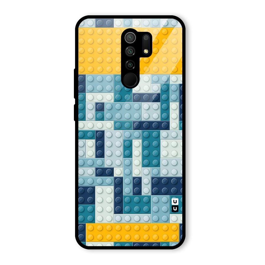 Blocks Blues Glass Back Case for Redmi 9 Prime