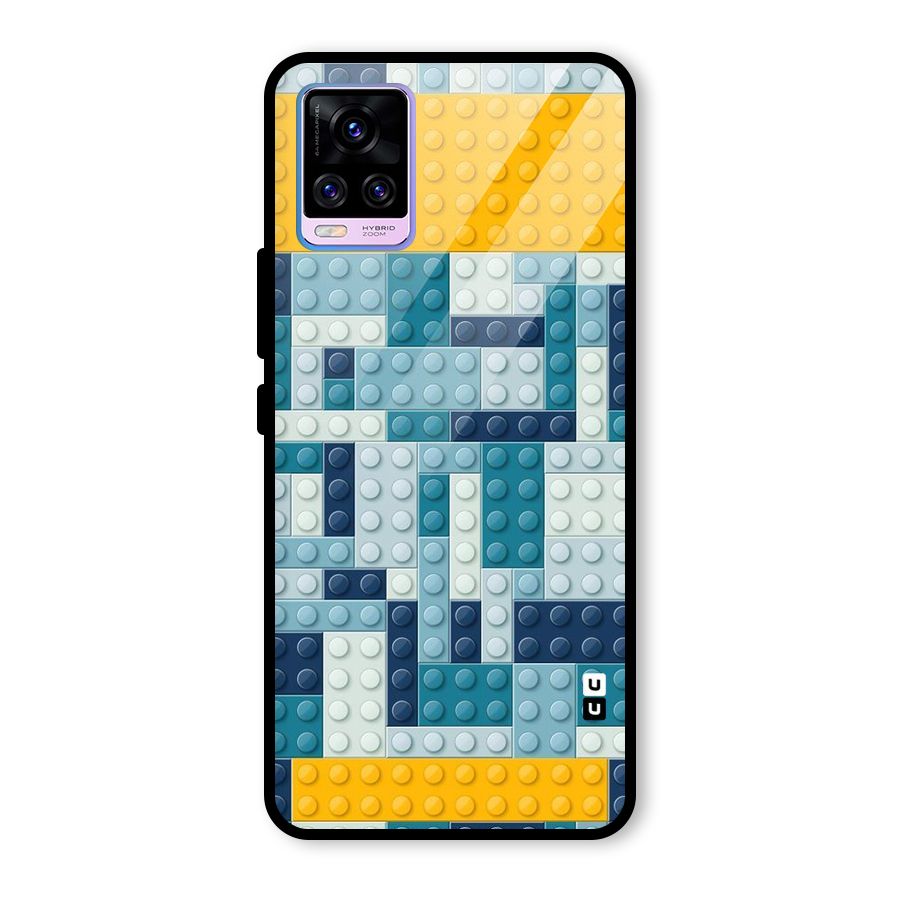 Blocks Blues Glass Back Case for Vivo V20 Pro