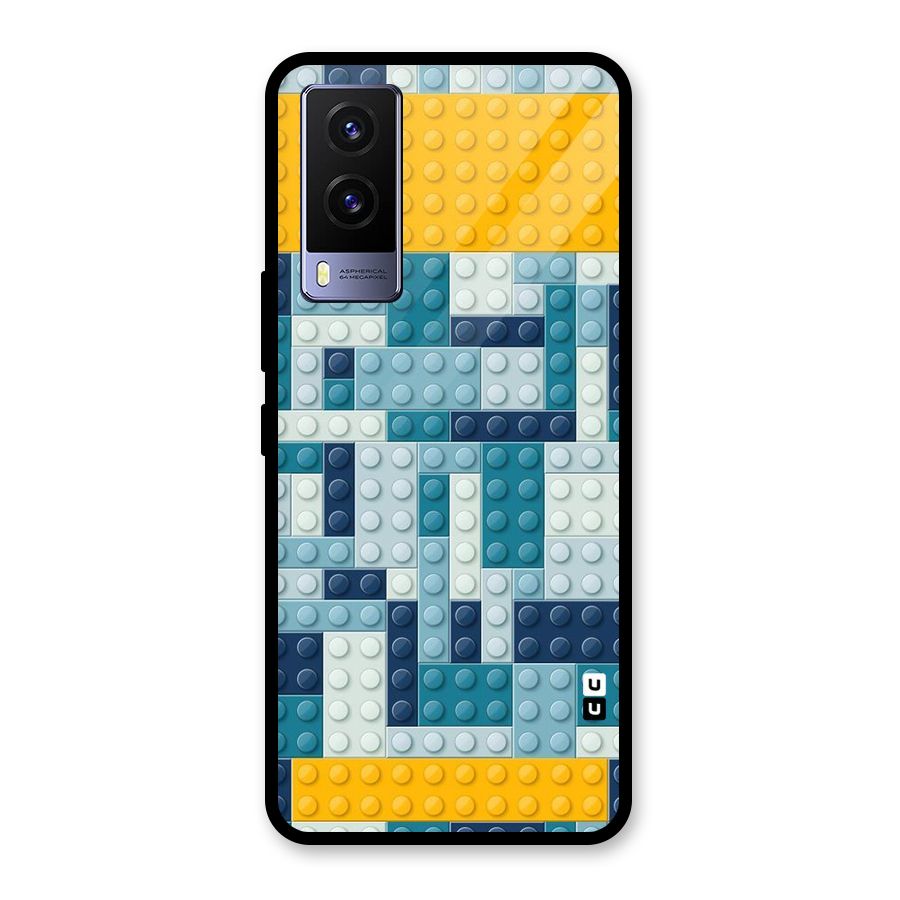 Blocks Blues Glass Back Case for Vivo V21e 5G