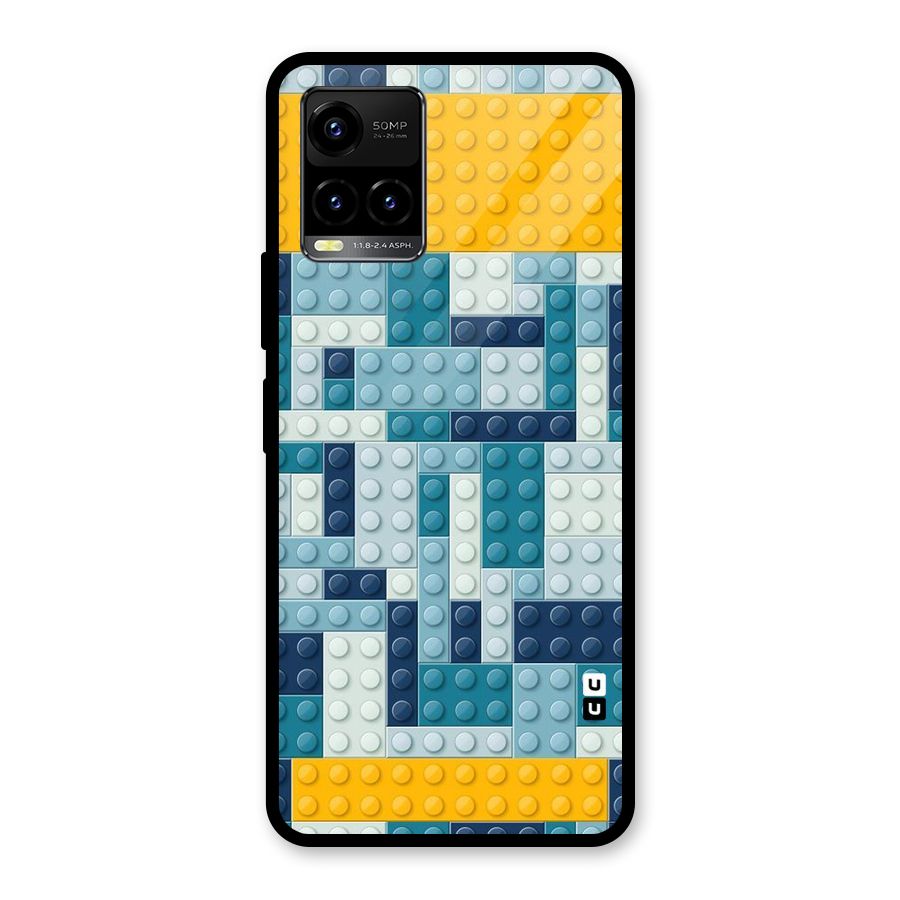 Blocks Blues Glass Back Case for Vivo Y21A