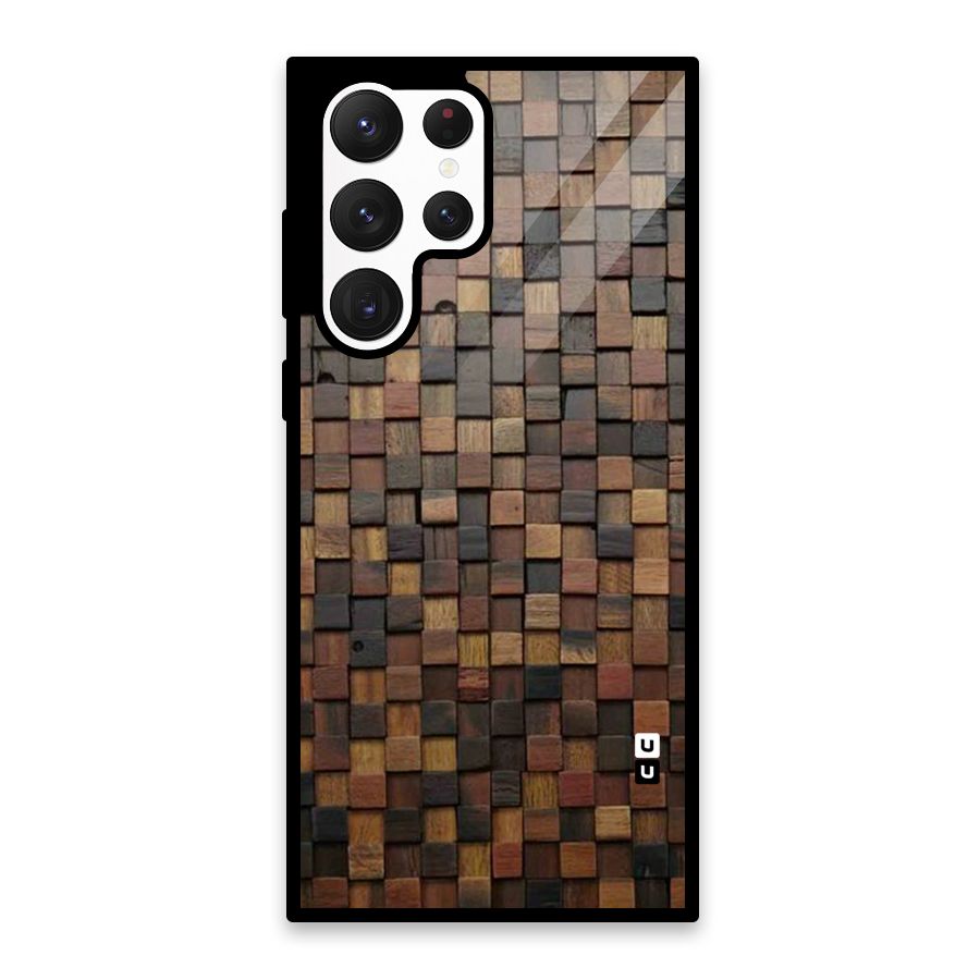 Blocks Of Wood Glass Back Case for Galaxy S22 Ultra 5G