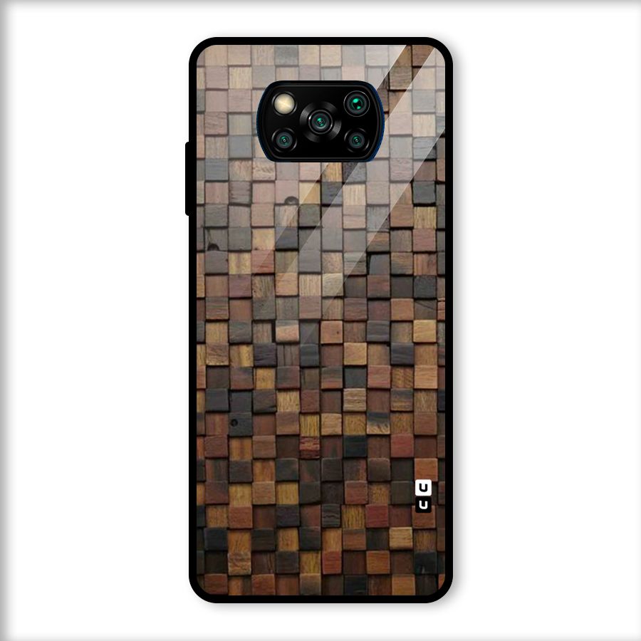 Blocks Of Wood Glass Back Case for Poco X3