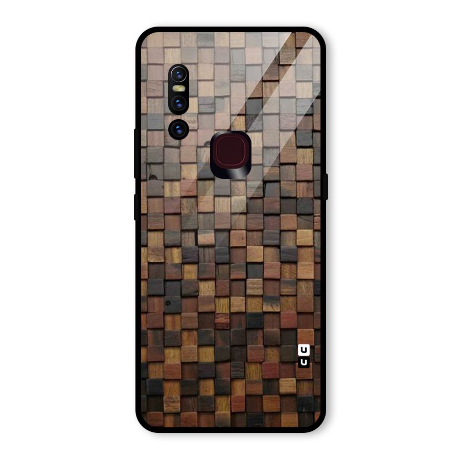 Blocks Of Wood Glass Back Case for Vivo V15