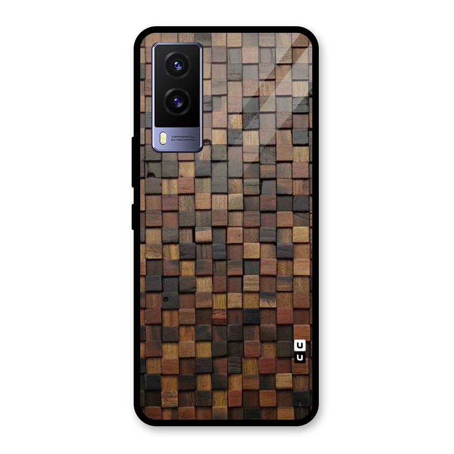 Blocks Of Wood Glass Back Case for Vivo V21e 5G