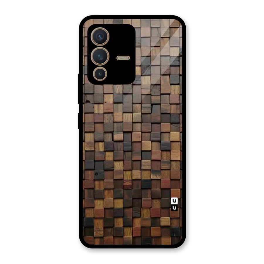 Blocks Of Wood Glass Back Case for Vivo V23 5G