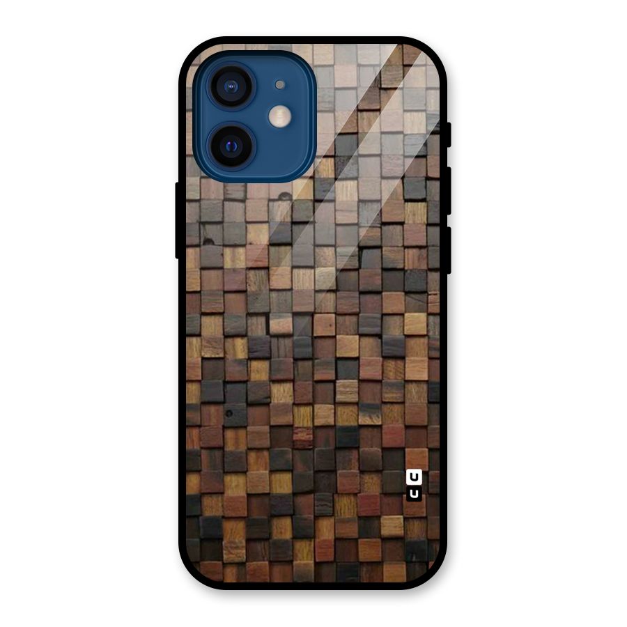 Blocks Of Wood Glass Back Case for iPhone 12 Mini