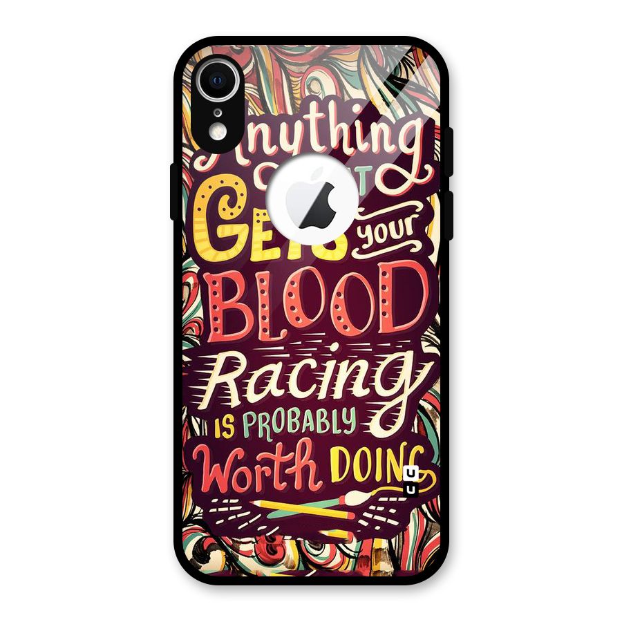 Blood Racing Glass Back Case for iPhone XR Logo Cut