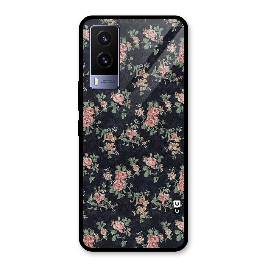 Bloom Black Glass Back Case for Vivo V21e 5G