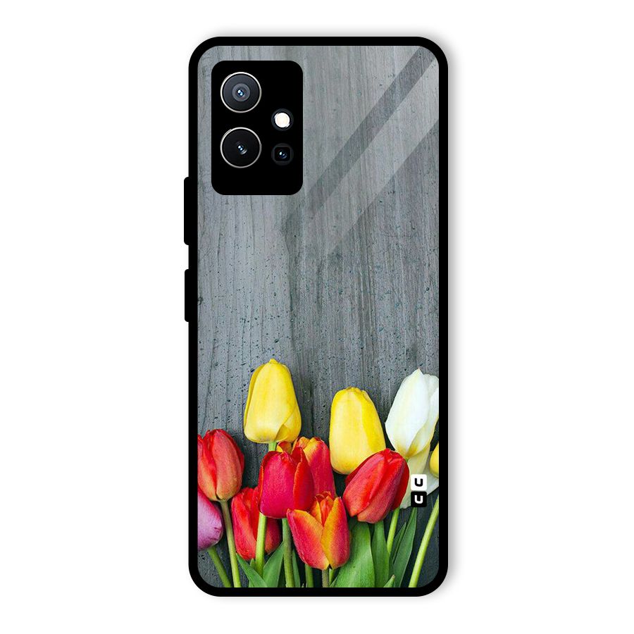 Bloom Grey Glass Back Case for Vivo Y75 5G