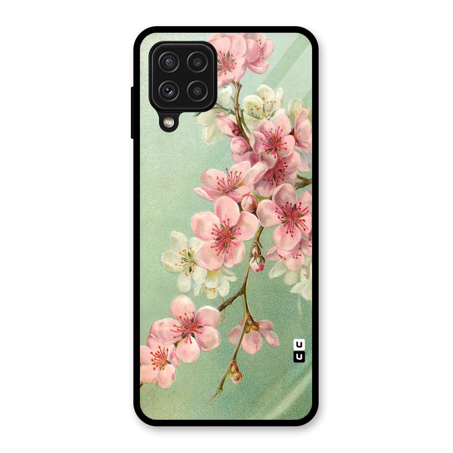 Blossom Cherry Design Glass Back Case for Galaxy A22 4G