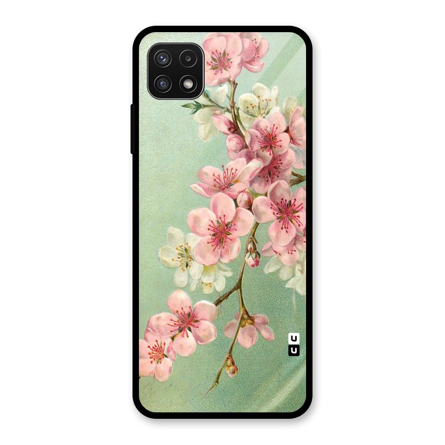 Blossom Cherry Design Glass Back Case for Galaxy A22 5G
