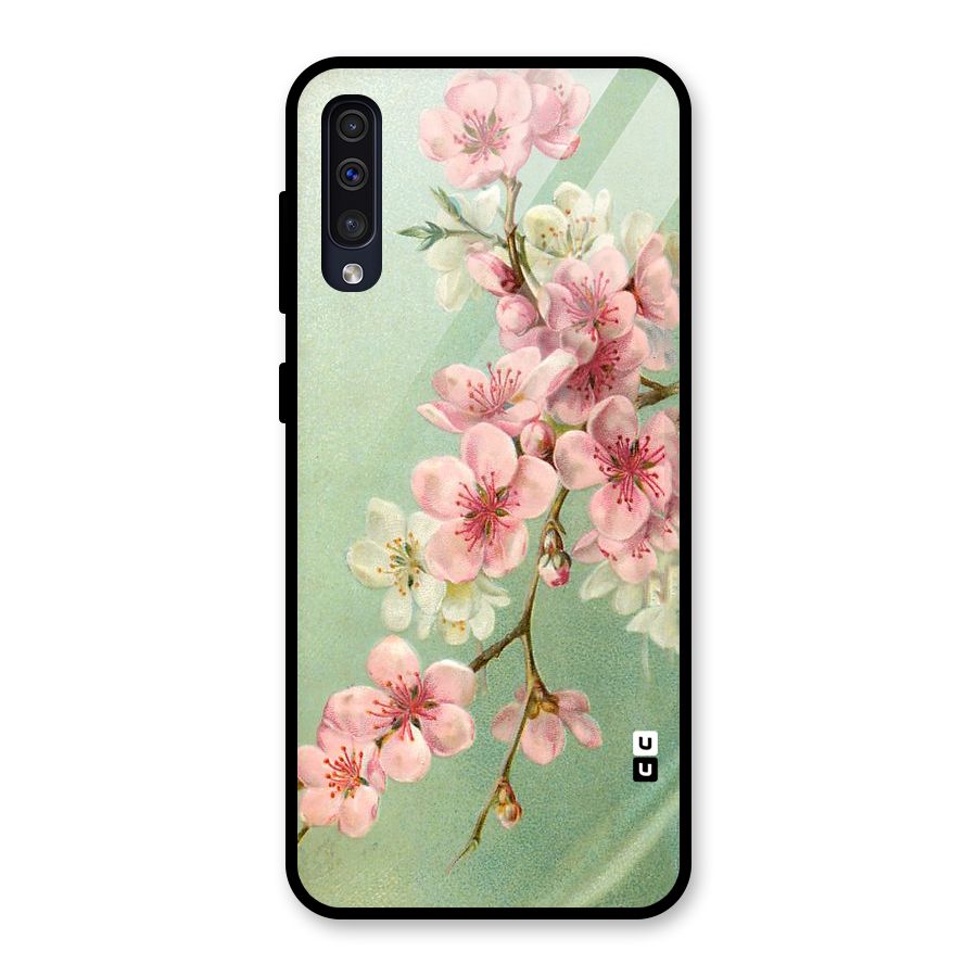 Blossom Cherry Design Glass Back Case for Galaxy A50