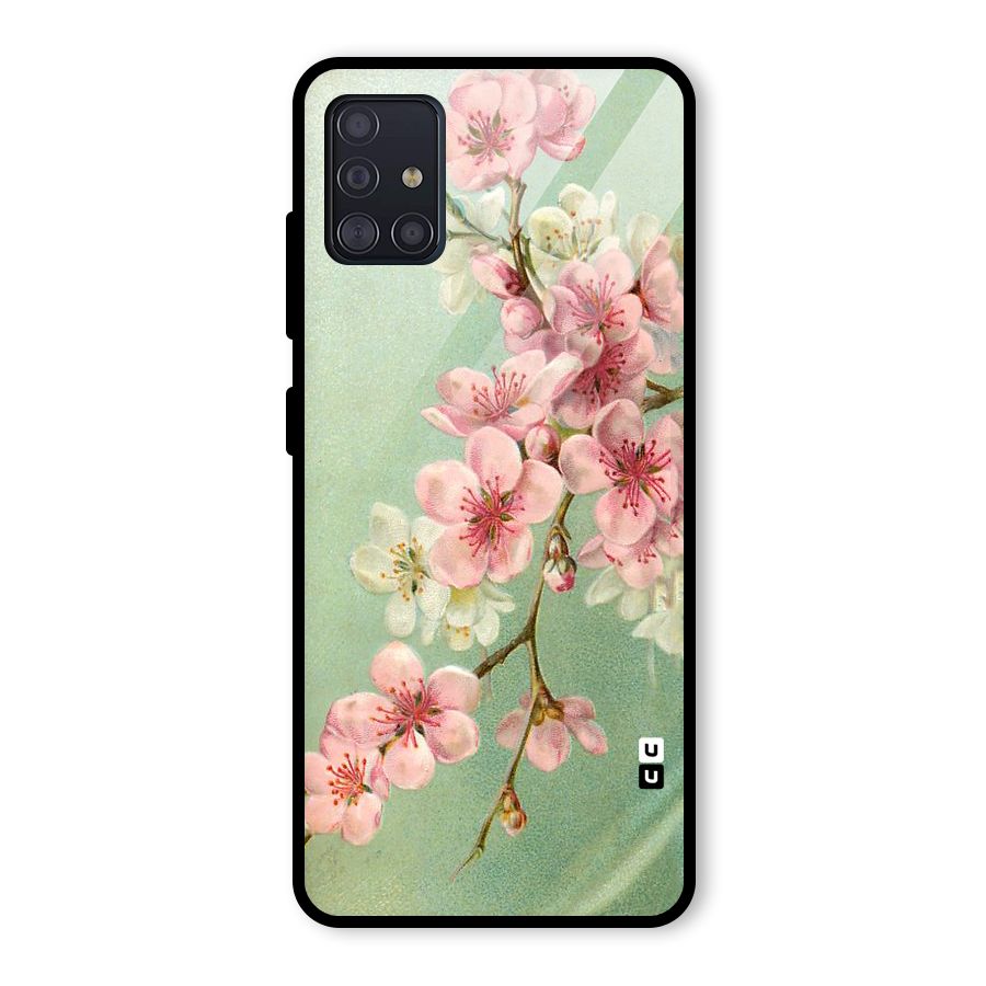 Blossom Cherry Design Glass Back Case for Galaxy A51