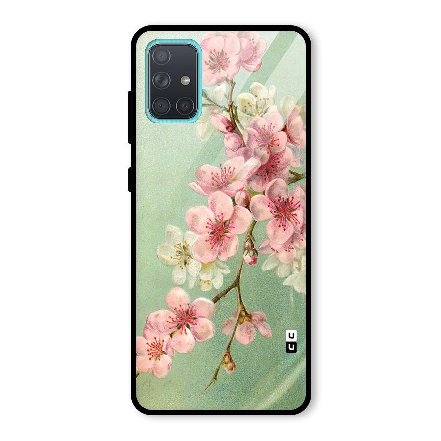 Blossom Cherry Design Glass Back Case for Galaxy A71