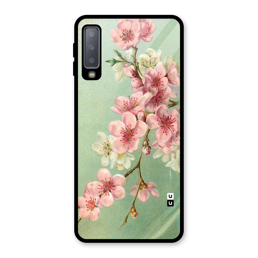 Blossom Cherry Design Glass Back Case for Galaxy A7 (2018)