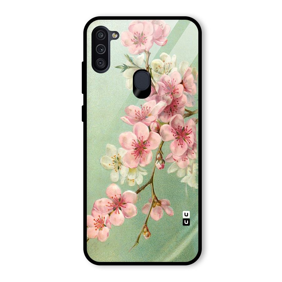Blossom Cherry Design Glass Back Case for Galaxy M11