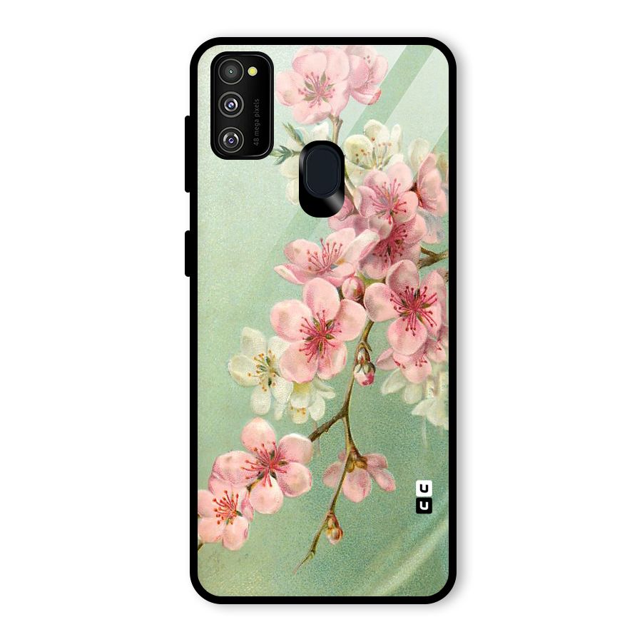Blossom Cherry Design Glass Back Case for Galaxy M21