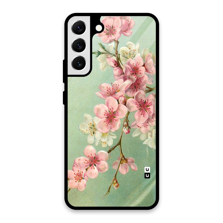 Blossom Cherry Design Glass Back Case for Galaxy S22 Plus 5G
