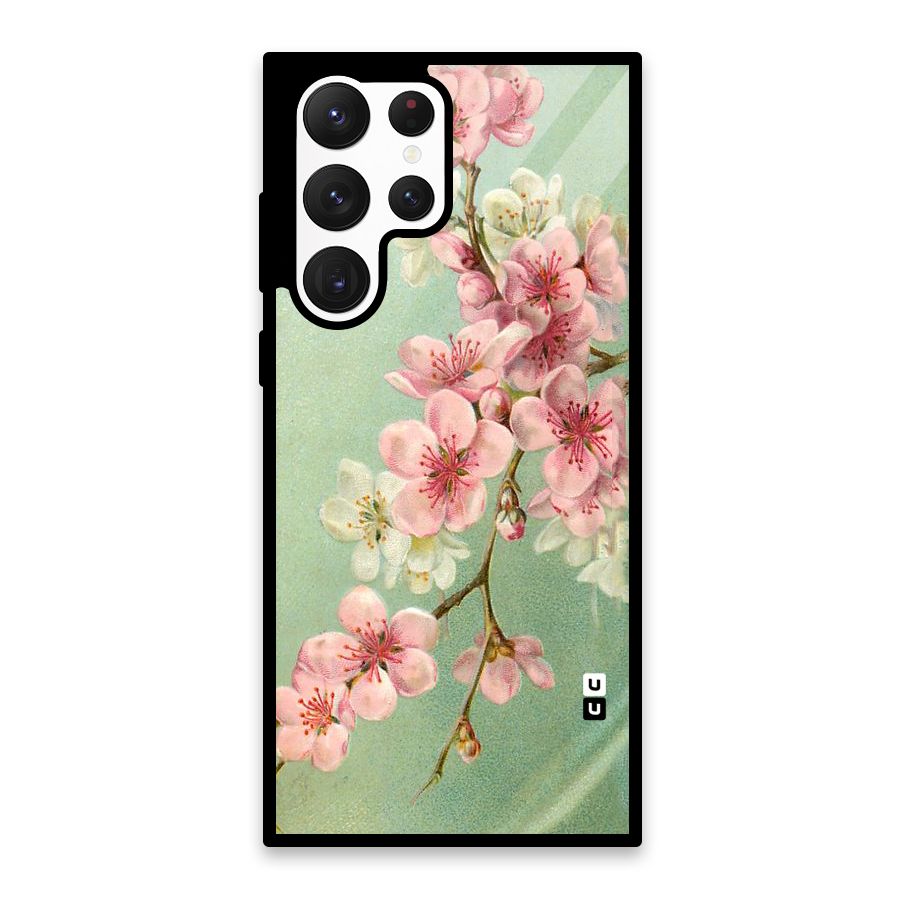 Blossom Cherry Design Glass Back Case for Galaxy S22 Ultra 5G