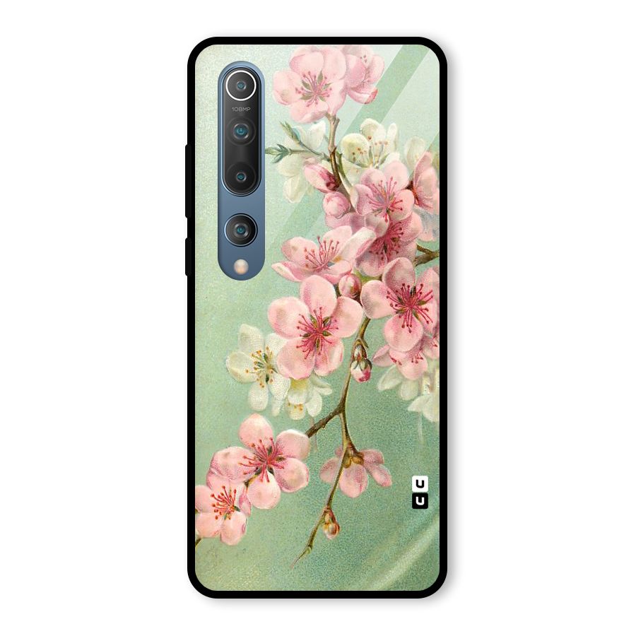 Blossom Cherry Design Glass Back Case for Mi 10