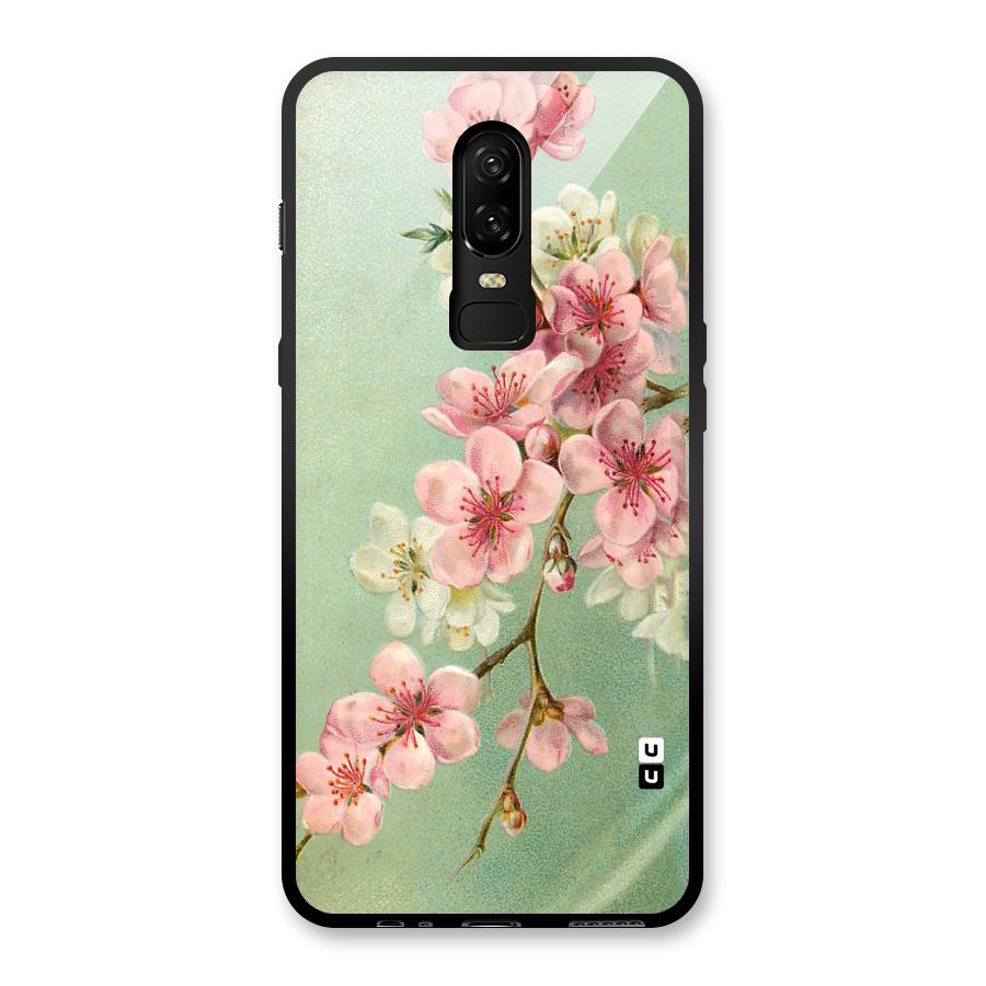 Blossom Cherry Design Glass Back Case for OnePlus 6