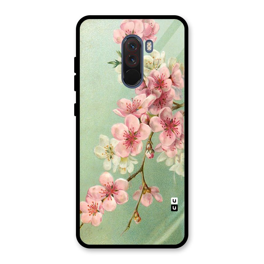 Blossom Cherry Design Glass Back Case for Poco F1