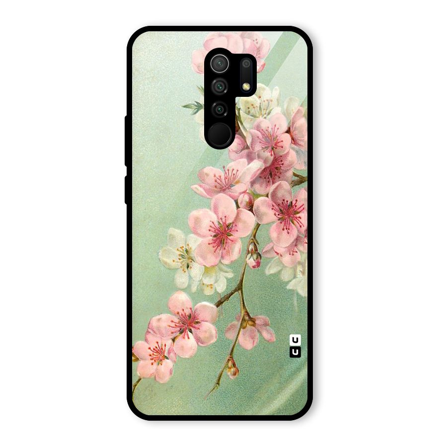 Blossom Cherry Design Glass Back Case for Poco M2
