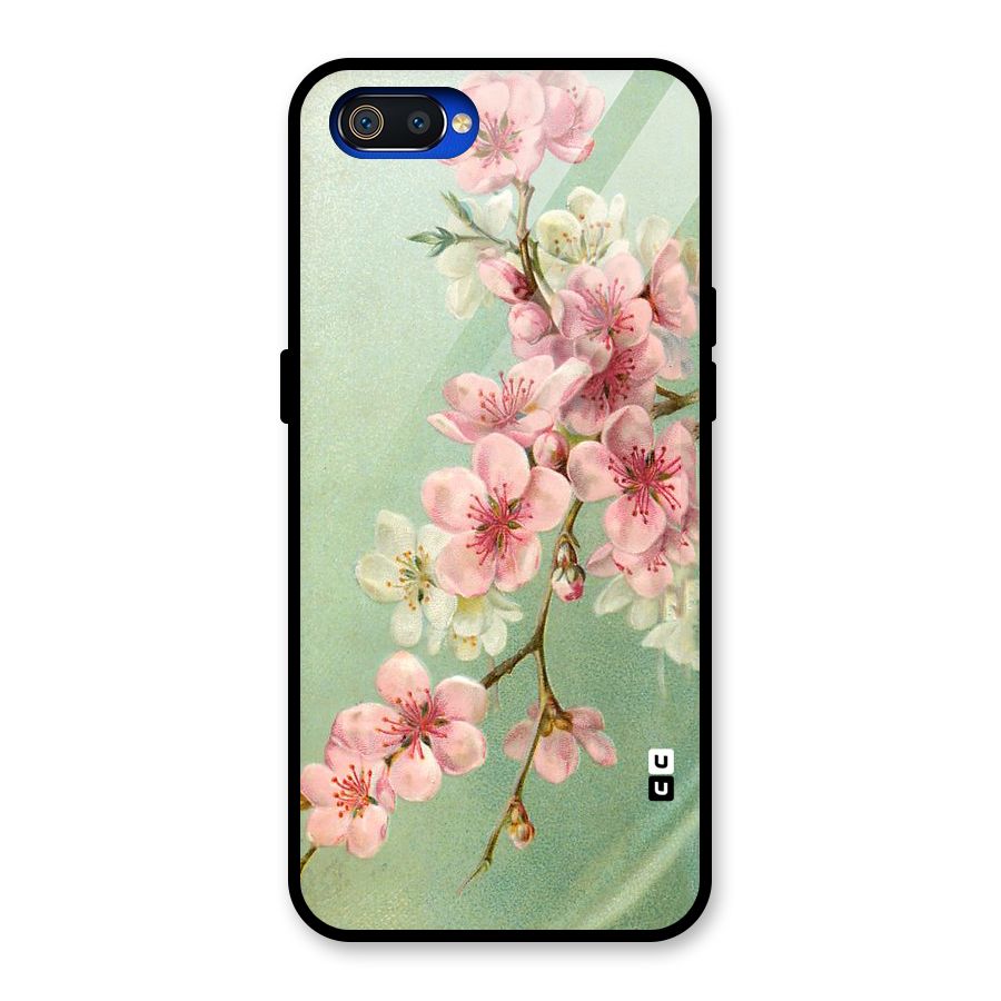Blossom Cherry Design Glass Back Case for Realme C2