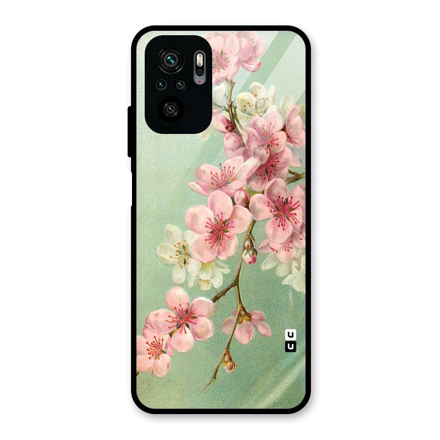 Blossom Cherry Design Glass Back Case for Redmi Note 10S