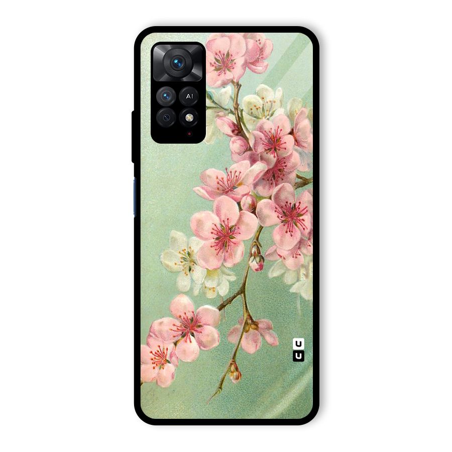 Blossom Cherry Design Glass Back Case for Redmi Note 11 Pro