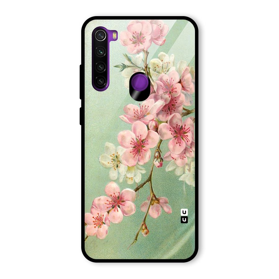 Blossom Cherry Design Glass Back Case for Redmi Note 8