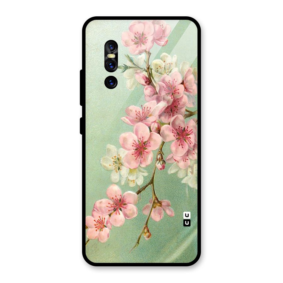 Blossom Cherry Design Glass Back Case for Vivo V15 Pro