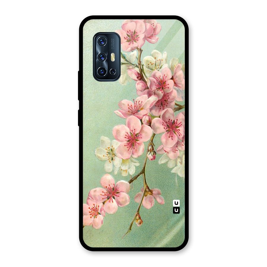 Blossom Cherry Design Glass Back Case for Vivo V17