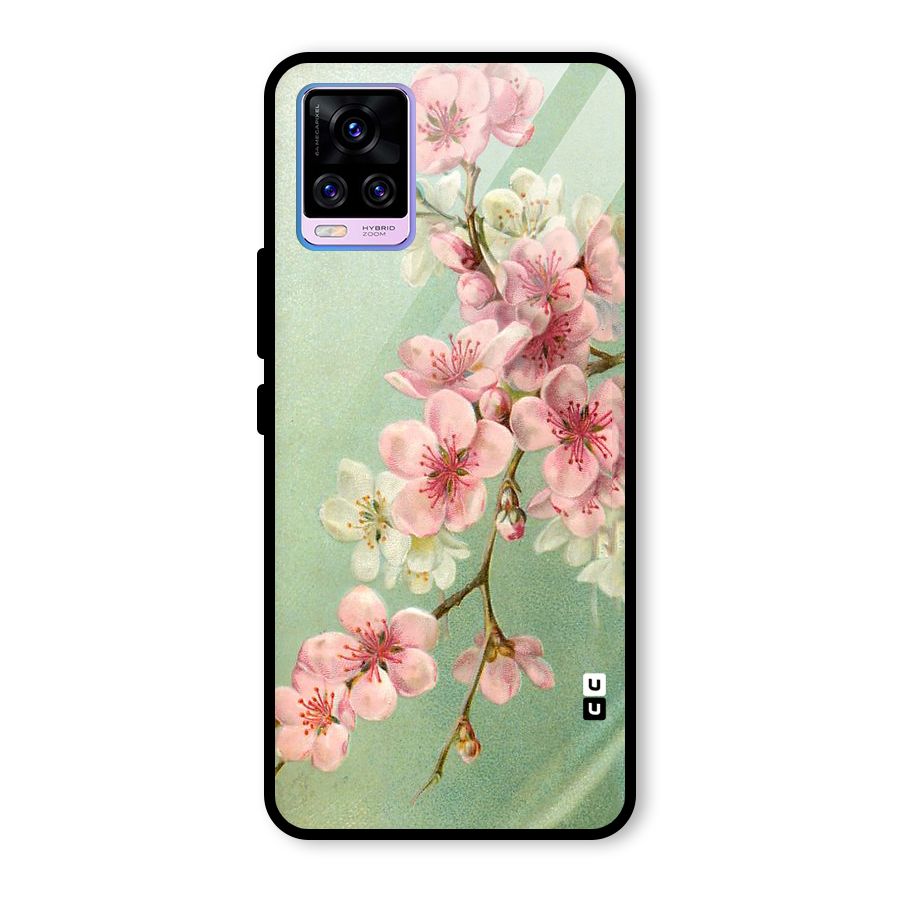 Blossom Cherry Design Glass Back Case for Vivo V20 Pro