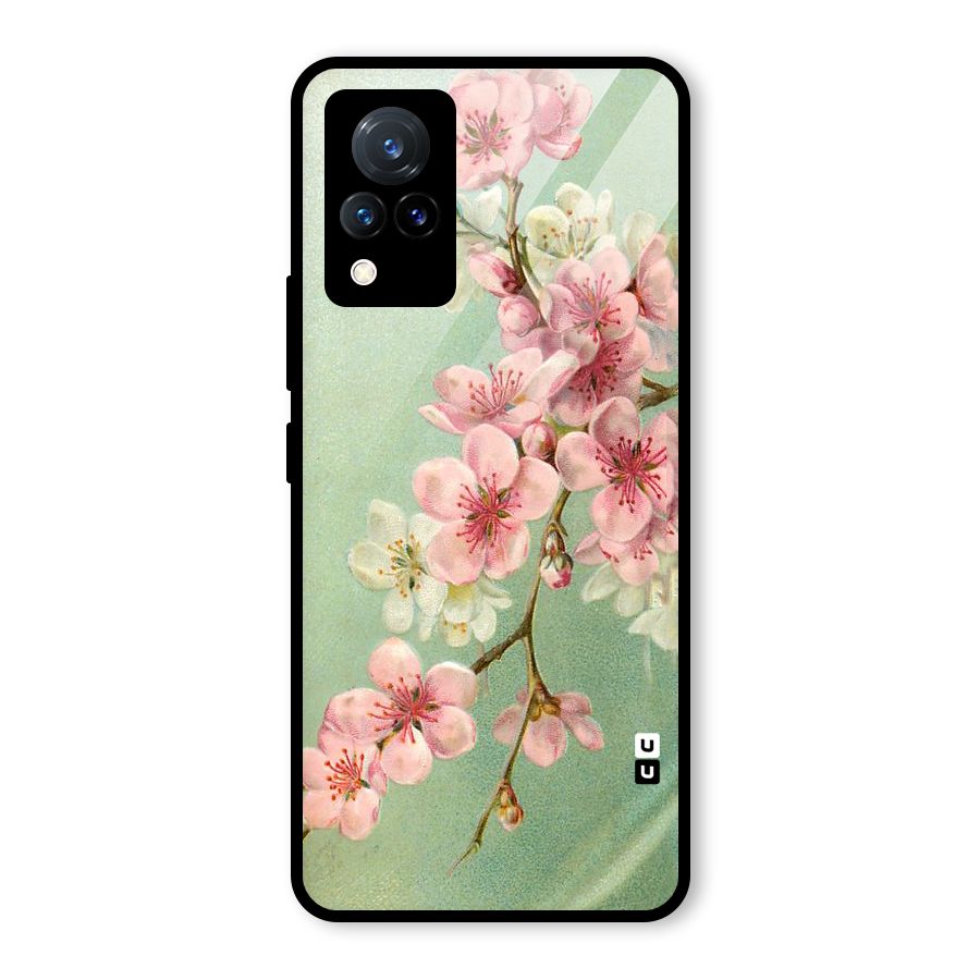 Blossom Cherry Design Glass Back Case for Vivo V21 5G