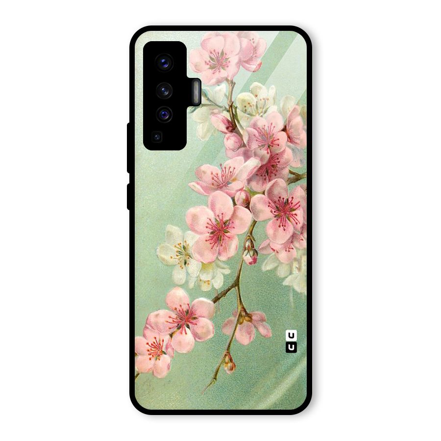 Blossom Cherry Design Glass Back Case for Vivo X50