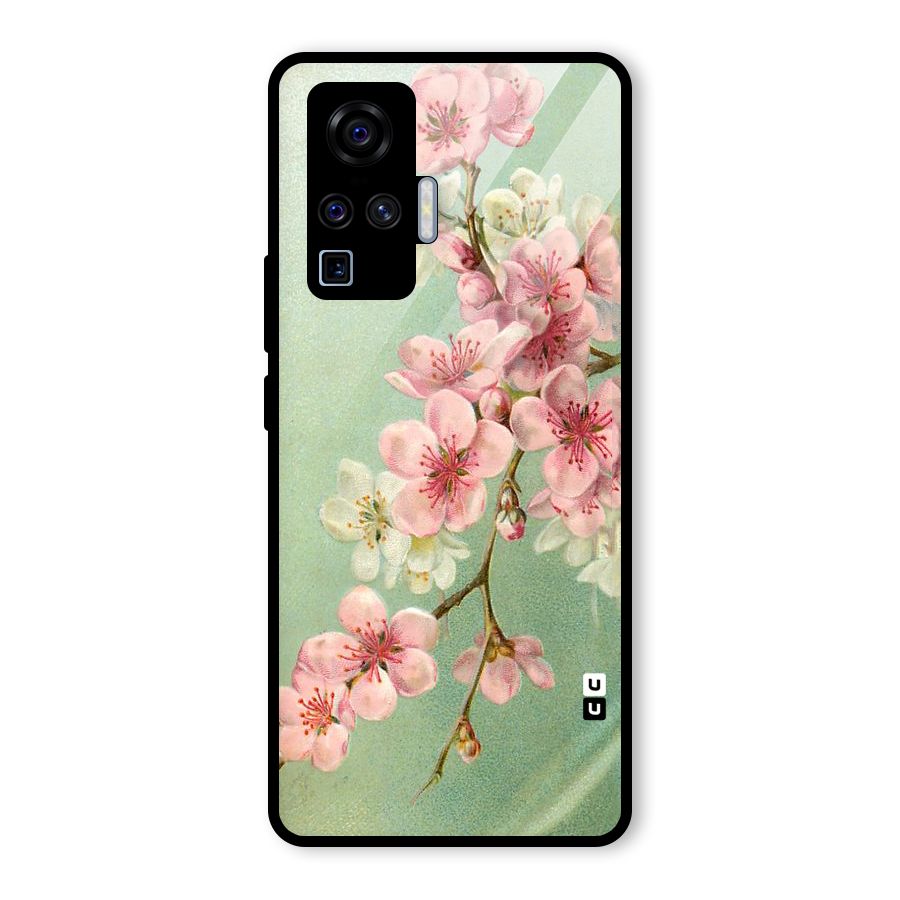Blossom Cherry Design Glass Back Case for Vivo X50 Pro