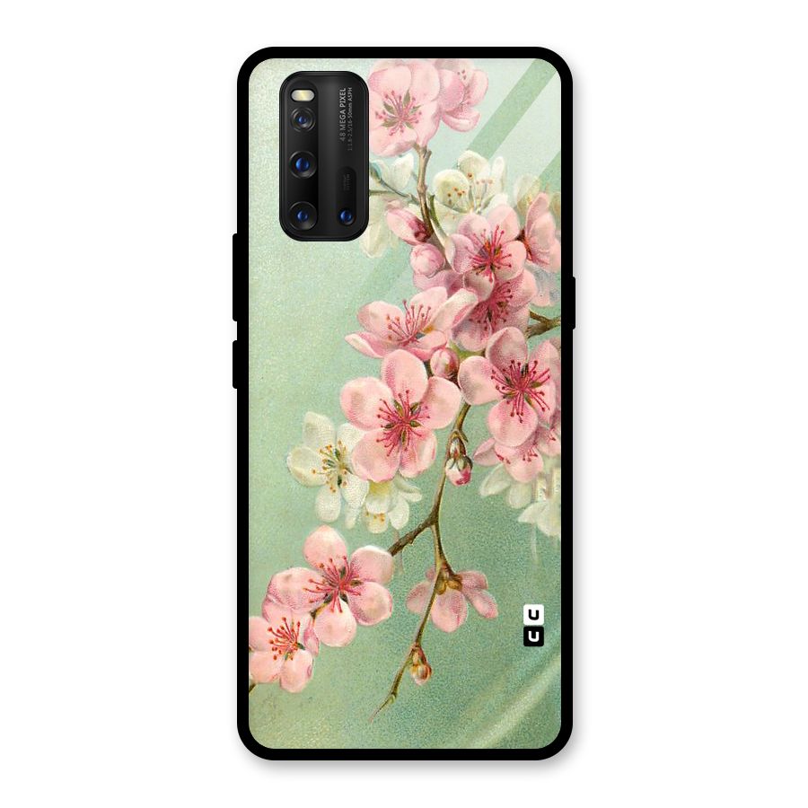 Blossom Cherry Design Glass Back Case for Vivo iQOO 3