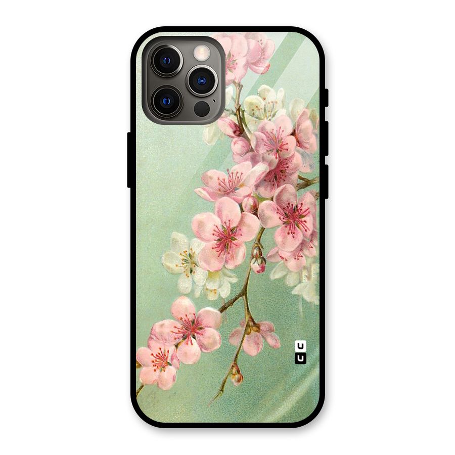 Blossom Cherry Design Glass Back Case for iPhone 12 Pro