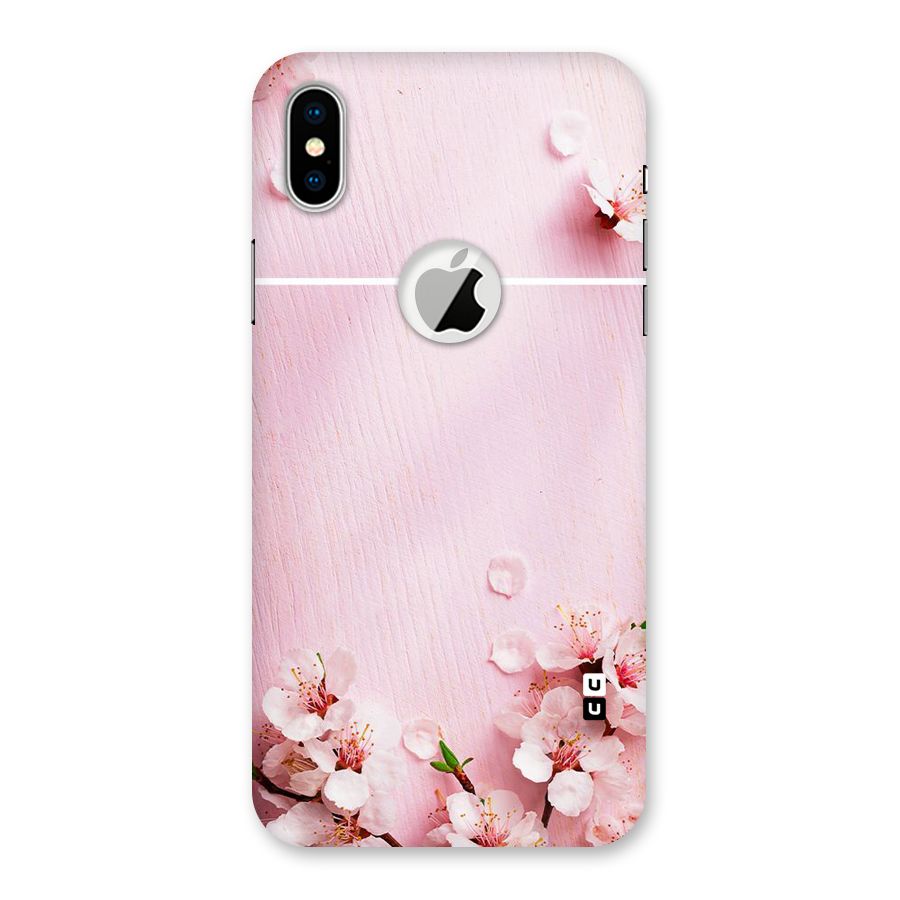 Blossom Frame Pink Back Case for iPhone XS Logo Cut