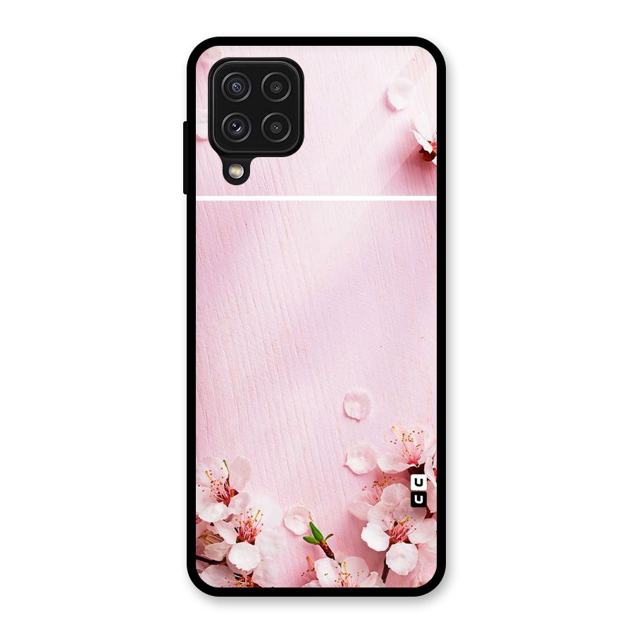 Blossom Frame Pink Glass Back Case for Galaxy A22 4G