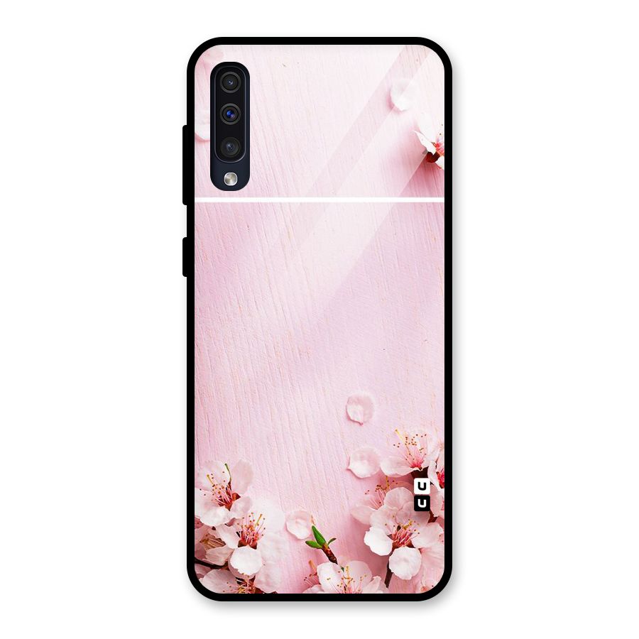 Blossom Frame Pink Glass Back Case for Galaxy A30s