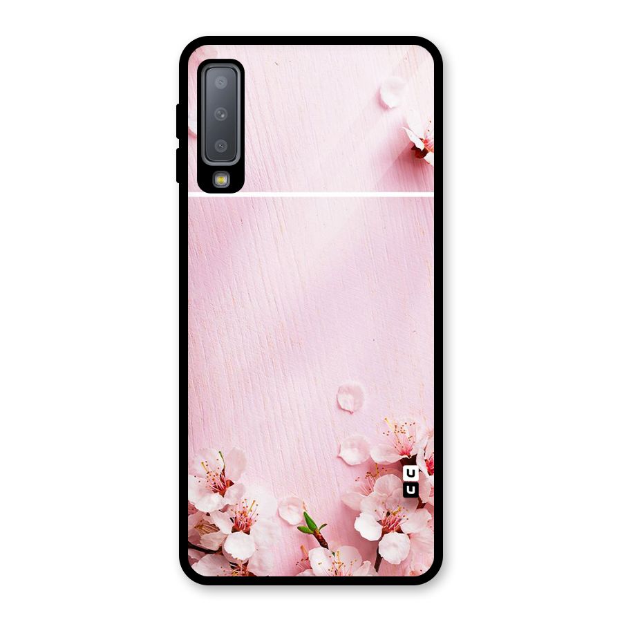 Blossom Frame Pink Glass Back Case for Galaxy A7 (2018)