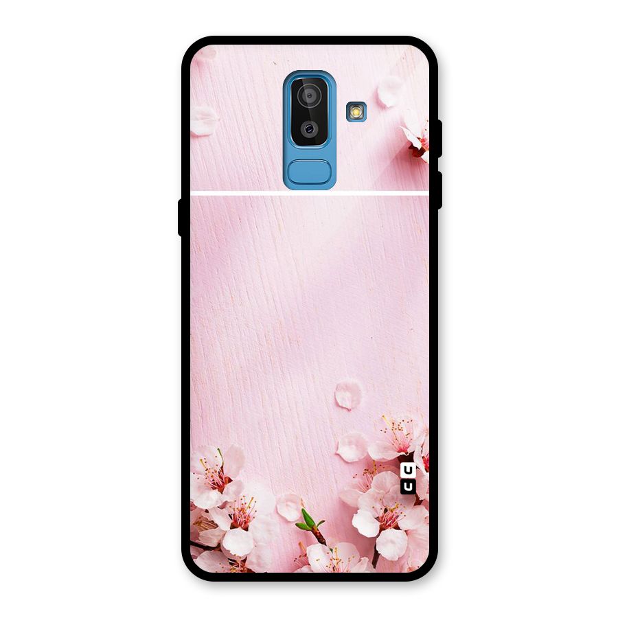 Blossom Frame Pink Glass Back Case for Galaxy J8