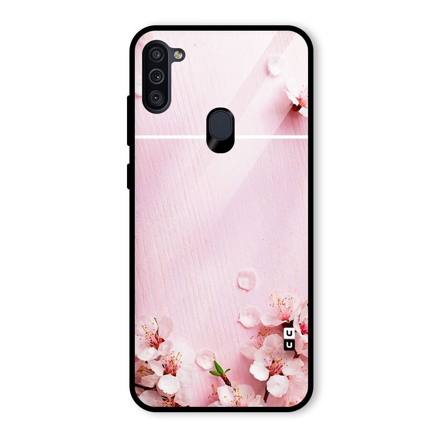 Blossom Frame Pink Glass Back Case for Galaxy M11