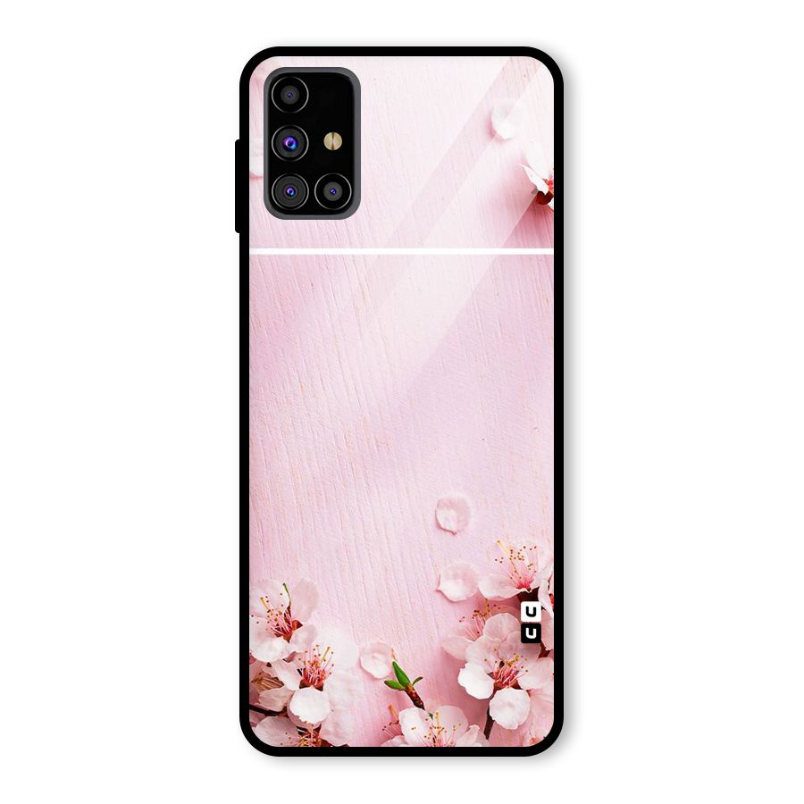 Blossom Frame Pink Glass Back Case for Galaxy M31s