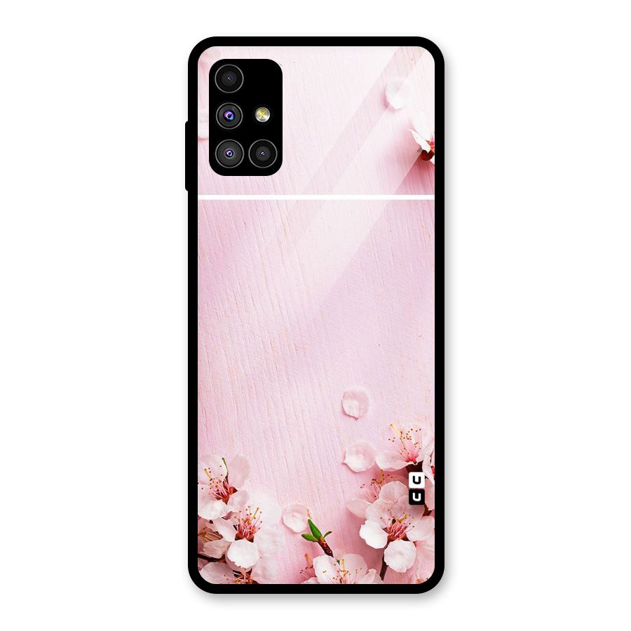 Blossom Frame Pink Glass Back Case for Galaxy M51