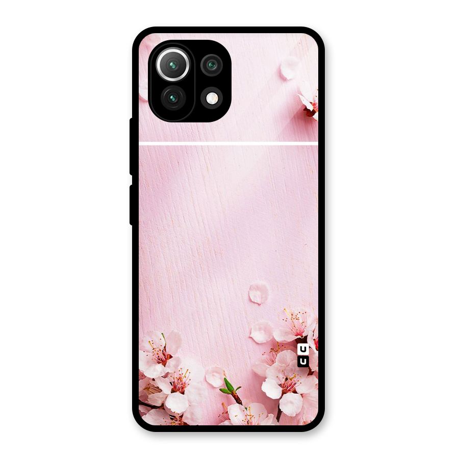 Blossom Frame Pink Glass Back Case for Mi 11 Lite