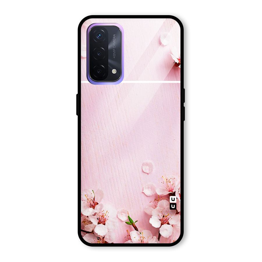Blossom Frame Pink Glass Back Case for Oppo A74 5G