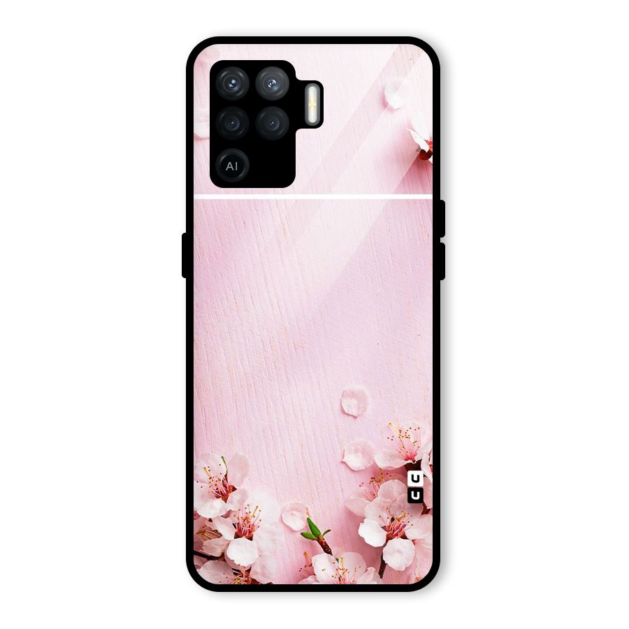 Blossom Frame Pink Glass Back Case for Oppo F19 Pro